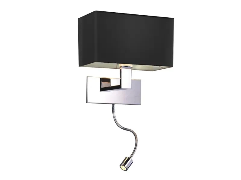 Aplică MARTENS, negru, finisaj textil, 230V, LED + E27, 1x60W / LED 2W, 69lm, 3000K, CRI ≥80, IP20 3