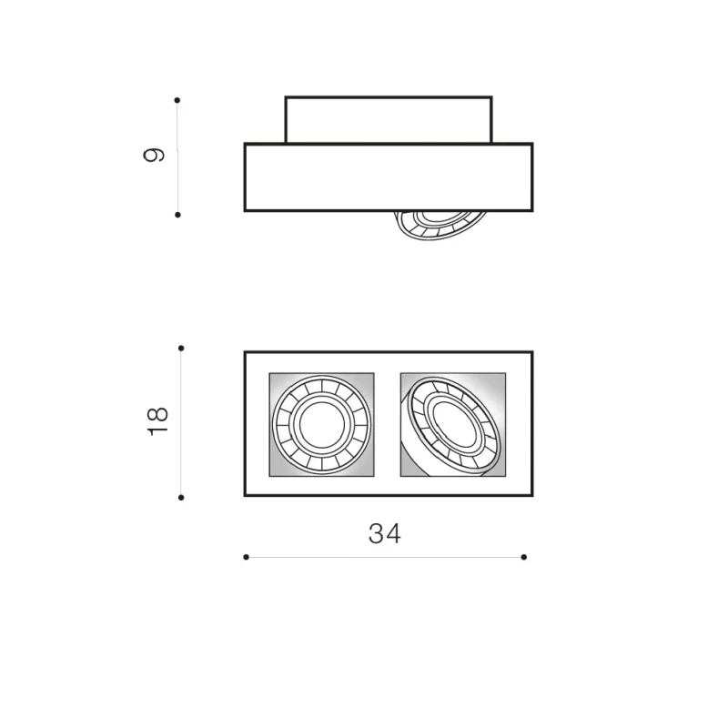 Spot aparent NIKEA, alb, finisaj mat, 230V, ES111 + GU10, 2x50W, IP20 2