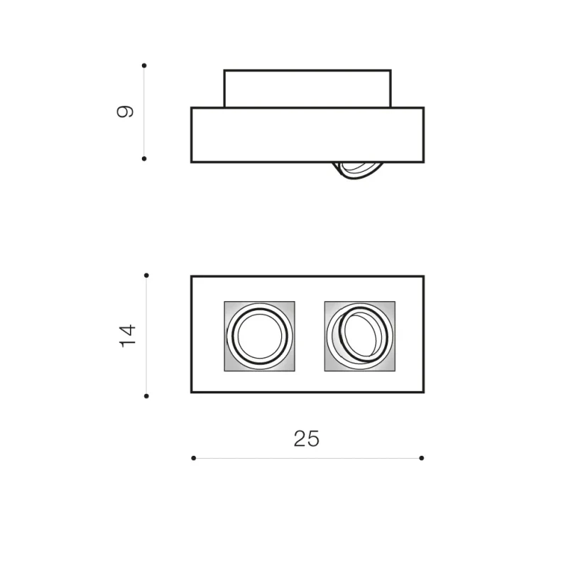 Spot aparent NIKEA, negru, finisaj mat, 230V, GU10, 2x40W, IP20 2