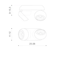 Spot aparent OJOS, alb, finisaj mat, 230V, LED, 2x16W, 1466lm, 3000K, CRI ≥80, IP20 2