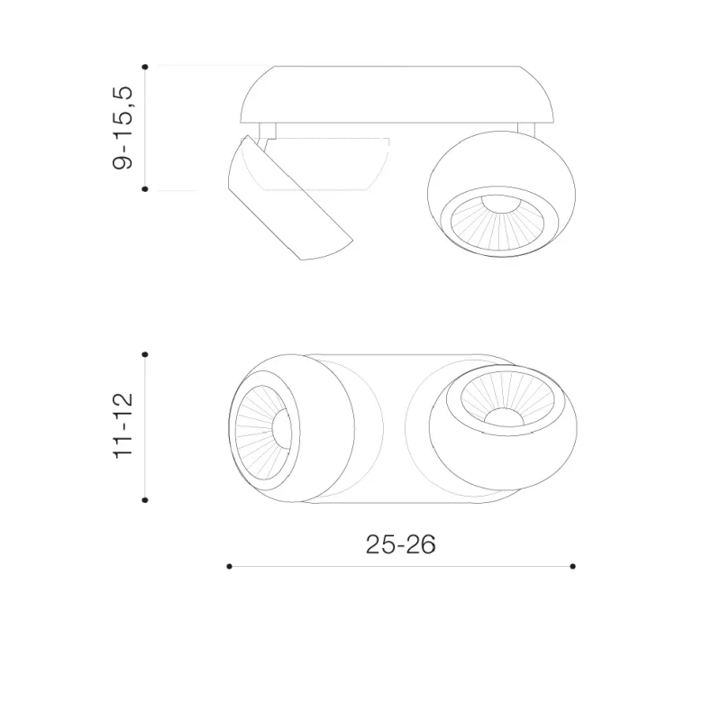 Spot aparent OJOS, alb, finisaj mat, 230V, LED, 2x16W, 1466lm, 3000K, CRI ≥80, IP20 2