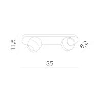 Spot PERA, gri, finisaj mat, 230V, GU10, 2x40W, IP20 2
