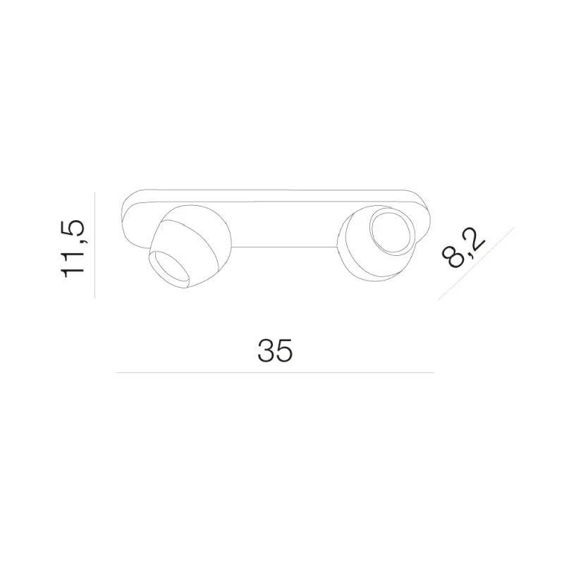 Spot PERA, gri, finisaj mat, 230V, GU10, 2x40W, IP20 2