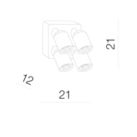 Spot TOMI, alb, finisaj mat, 230V, GU10, 4x40W, IP20 2